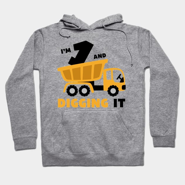 I'm 1 and Digging it Funny 1rd Birthday Excavator Kids Hoodie by DesignergiftsCie